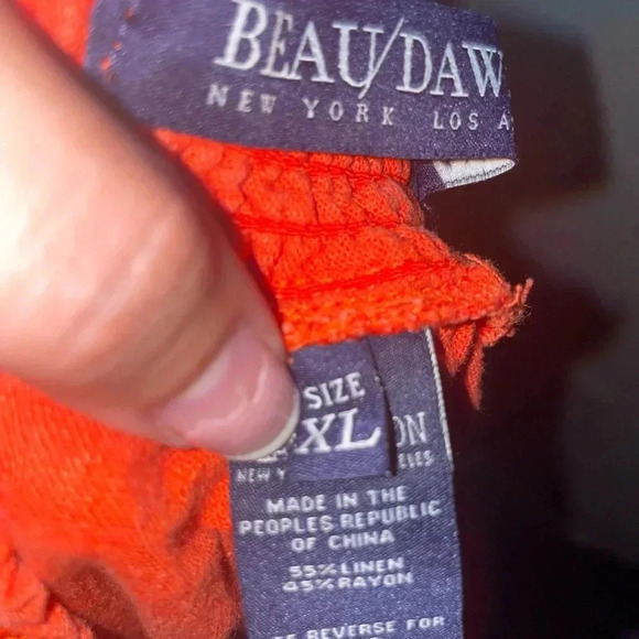Beau/Dawson orange linen blend pants size XLarge - Picture 5 of 5